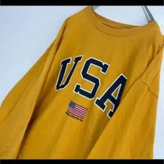 ★RUSSELL ラッセルアスレチック カットソー イエロー USA ロゴ刺繍のサムネイル