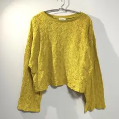 LEPSIM イエロー 長袖トップス　レース　カットソー　フリーサイズ