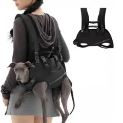 新品　WAKYTU 犬用抱っこ紐 ハーネス Mサイズ ブラック　リュックのサムネイル