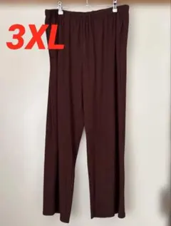 GU リブプルオンパンツ　ストレートパンツ　3XL ブラウン　大きいサイズ