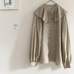 GUドットケープカラーブラウス(長袖)Q 3574