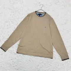 【トミーヒルフィガー】❣️クルーネックニットセーター❣️長袖 シンプル ベージュ M