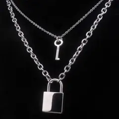 チェーン ネックレス シルバー 南京錠 メンズ パッドロック キー 鎖 韓国