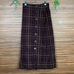 サニーレーベル スカート サイズ36 Sサイズ相当 茶色 レーヨン チェックのサムネイル