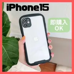 iPhoneケース 15 iFace風 黒 韓国 ブラック スマホカバー2504