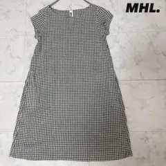 極美品 MHL マーガレットハウエル リネン 麻混 ワンピース ギンガムチェック