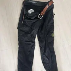 黒 w34ナイロンメタル カーゴパンツstoneisland ストーンアイランド