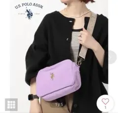 新品未使用　USポロアッスン　ショルダーバッグ　薄紫のサムネイル