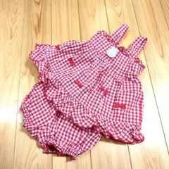 メゾピアノ　赤と白のチェック ベビー服セット 80