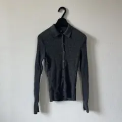 UNIQLO ユニクロ エクストラファインメリノリブポロカーディガン M グレー