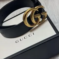 GUCCI ブラック ダブルGバックル ベルト
