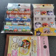 はたらくのりものピック 、アンパンマンピック　ちいかわ抗菌シート　3点