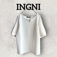 INGNI ピン付袖割れレーストップス 5分袖レーストップス (М)オフホワイト