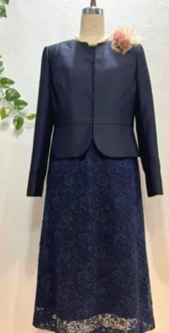 東京ソワール セレモニースーツ セットアップ 結婚式 ミセス 紺　11号