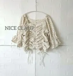 ナイスクラップ　花柄 シャーリングブラウス 半袖のサムネイル