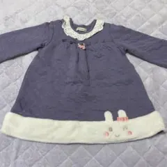 【クーラクール】うさぎ裾綿100ブルーワンピース【coeur a coeur】