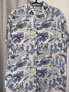 美品】イオラニ　アロハシャツ　90s　長袖　オープンカラー　総柄　ハワイアン　L 美品】イオラニ アロハシャツ 90s 長袖 オープンカラー 総柄