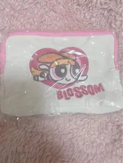パワーパフガールズ チャーム付き 刺繍ポーチ　ブロッサム　ガチャ