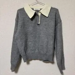Alvocedudu グレー アイボリー ポロネックセーター L