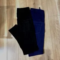 黒 デニム　ストレッチ ハイウエスト スキニーパンツ2枚組