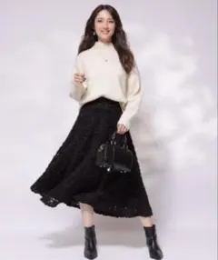アプワイザーリッシェ　リボン刺繍ミディスカート