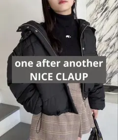 NICE CLAUP フード付きダウンジャケット フリーサイズ　ブラック