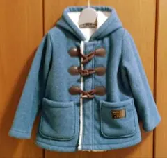 フード付き厚地ダッフルコート ブルー 100