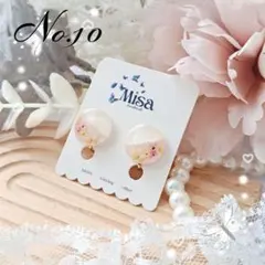 No.10レジン　イヤリング　ピアス　ハンドメイド　花　蝶々　パール　バイカラー