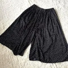 MUMU&Co. ドット柄　黒　ワイドパンツ　ウエストゴム　ゆったり　体型カバー