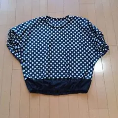 水玉模様のネイビーとホワイトチュニック　（ハンドメイド）