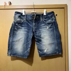 SLY ダメージ加工 ショートパンツ ダークブルー