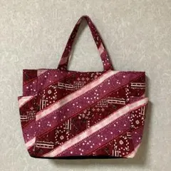 ハンドメイド　サイドポケット付きトートバッグ