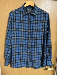 ユニクロ　FLANNEL チェック柄 ネルシャツ ブルー Lサイズのサムネイル