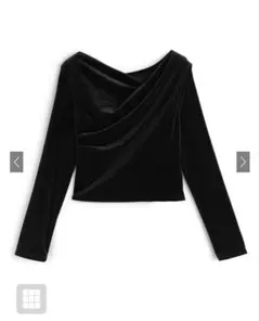 ベロアドレープトップス　ブラック