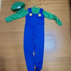 スーパーマリオ　ルイージ　キッズ Lサイズ 帽子付き