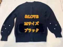 &LOVEパールビジューときめくエコファーポケットニットカーデ ブラック M