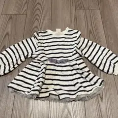 petit main ストライプ柄フレアスリーブワンピース 90㎝