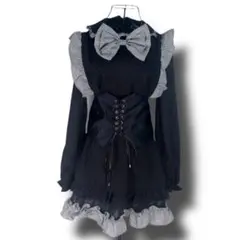 ロリータ風ワンピース 黒 メイド風