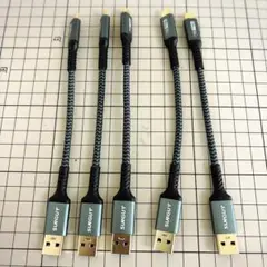 USB-C & USB-A USB C ケーブル ブラック15cm 5本セット