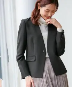 ロペピクニック 【360°ウルトラストレッチ】 ノーラペルジャケット ブラック