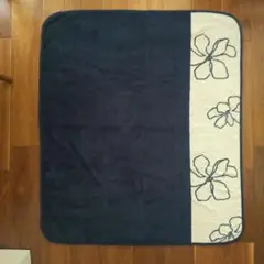 新品未使用 六花亭 花柄デザイン ブランケット ネイビー 100×120cm