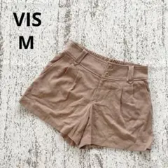 ビス タックショートパンツ M ベージュ ウエストゴム シンプル 予備ボタン