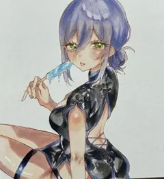 ファンアート レゼ イラスト 色紙 チェーンソーマン チャイナ服