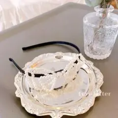 No.307 ホワイトパールリボンカチューシャく 韓国 量産型 地雷 春夏