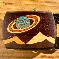 1990's〜2000's　ヴィンテージ　寄木　星空　月　ガチャベルト用バックル 1990's〜2000's ヴィンテージ 寄木 星空 月 ガチャベルト用バックル
