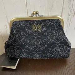 未使用 ANNA SUI がま口ポーチ ブラック バタフライ 刺繍 小物入れのサムネイル