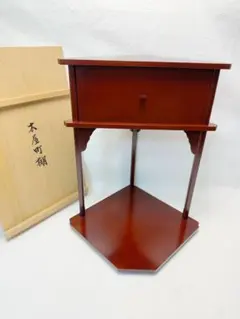 ほぼ未使用 茶道具 泰軒作 木屋町棚 木製溜塗 碌々斎好写し 共箱