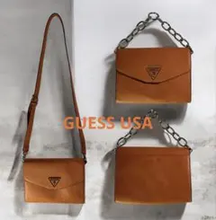 GUESS USA 2WAY ショルダーバッグ ハンドバッグ オレンジ色