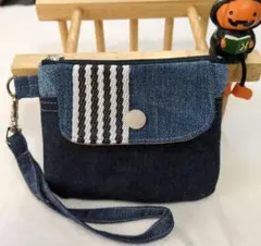 ハンドメイド☆ユーズドデニム・ファスナーミニ財布①