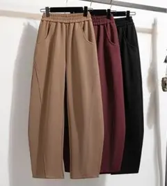 3カラー展開 大きいサイズ 着痩せ テーパードパンツ シンプル ポケット付き